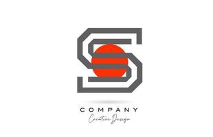 grigio linea S alfabeto lettera logo icona design con rosso punto. creativo modello per azienda e attività commerciale vettore
