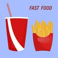 francese patatine fritte e Coca Cola su un' bianca sfondo. veloce cibo. vettore