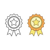 distintivo stella logo icona illustrazione colorato e schema vettore