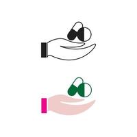 mano farmaci logo icona illustrazione colorato e schema vettore