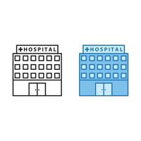 ospedale edifici logo icona illustrazione colorato e schema vettore