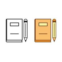 libro e matita logo icona illustrazione colorato e schema vettore