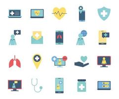 set di icone di salute online vettore