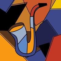 strumento di musica jazz sassofono colorato sfondo geometrico astratto modello. sassofono per strumento classico minimalismo cubismo stile artistico. illustrazione contemporanea di musica di vettore
