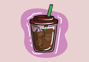 ghiacciato caffè Americano, plastica freddo tazza, vettore illustrazione. isolato Immagine su bianca sfondo.