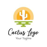 cactus logo design distintivo vettore illustrazione