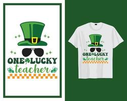 uno fortunato insegnante st Patrick giorno t camicia tipografia design vettore illustrazione