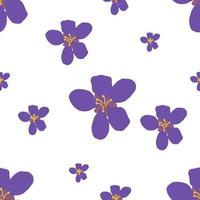 floreale modello senza soluzione di continuità sfondo viola fiori vettore