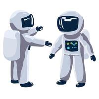 astronauti parlando cartone animato vettore icona illustrazione. scienza tecnologia icona concetto isolato premio vettore. piatto cartone animato stile,
