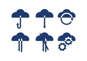 nube informatica, computer nube e nube ospitando relazionato linea icone. nube Conservazione e Rete Internet icona vettore impostare.