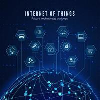 Internet di le cose. IoT concetto. globale Rete connessione. monitoraggio e controllo inteligente sistemi. vettore illustrazione