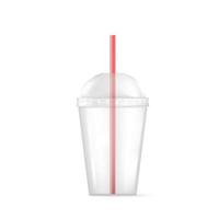 trasparente plastica vuoto tazza per bibita o cocktail. monouso contenitore per bere. vettore illustrazione isolato su bianca sfondo