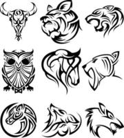 impostato di tribale animale testa vettore icona simbolo per elemento design su il bianca sfondo