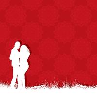 Coppie di San Valentino su uno sfondo rosso del reticolo vettore