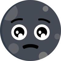 Luna con triste espressione. clip arte di tristezza Luna illustrazione. cartone animato personaggio di pieno Luna icona con viso espressione per design grafico o bambini vettore