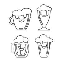 carino birra bicchieri e tazze icona isolato su bianca sfondo. birra simbolo. vettore design illustrazione. kawaii schema stile.