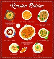 russo cucina ristorante menù pagina modello vettore