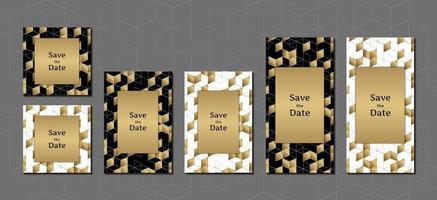 carta di invito disegno geometrico oro e nero elegante con modello di disegno vettoriale cornice