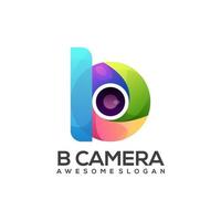 illustrazione del logo, lettera b colorata con fotocamera vettore