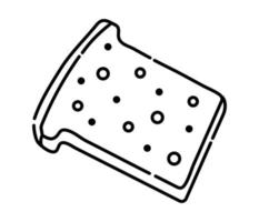 pezzo di pane, nero e bianca pane abbrustolito, vettore linea illustrazione