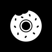 icona del glifo con modalità scura ciambella morsicata vettore