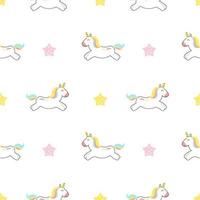 Cartoon carino unicorn baby seamless pattern vettore illustrazione dello sfondo con fiori pastello. struttura dei bambini per carta da parati per bambini, riempimenti, sfondo della pagina web.