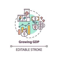 icona del concetto di PIL in crescita vettore