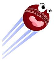 forte divertente pazzo cricket palla mosche con grande velocità dopo grande colpo. sport attrezzatura. vettore