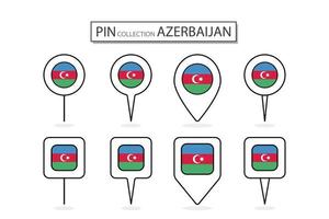 impostato di piatto perno azerbaijan bandiera icona nel diverso forme piatto perno icona illustrazione design. vettore