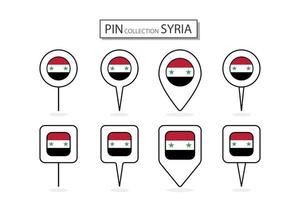 impostato di piatto perno Siria bandiera icona nel diverso forme piatto perno icona illustrazione design. vettore