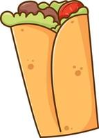 kebab Sandwich verdura con pomodoro. dode cartone animato cibo vettore illustrazione