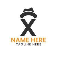 lettera X gentiluomini cappello logo design concetto con cowboy cappello icona modello vettore