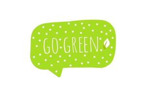 partire verde lettering frase. scarabocchio mano disegnato riciclare etichetta. eco cibo etichetta. ambiente concetto. vettore