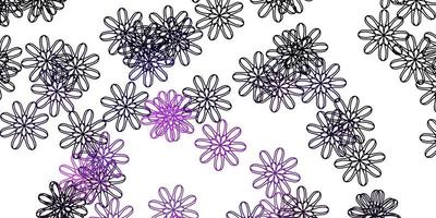 modello doodle vettoriale viola chiaro con fiori.
