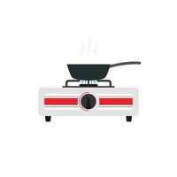 frittura padella su gas stufa piatto design vettore illustrazione isolato su bianca sfondo. vettore illustrazione di cucina utensili nel cartone animato semplice piatto stile.