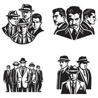 mafia silhouette vettore, investigatore silhouette vettore isolato su bianca sfondo, mafia e investigatore mano disegno schizzo clipart