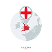 Inghilterra carta geografica e bandiera, vettore carta geografica icona con evidenziato Inghilterra