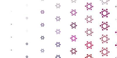 sfondo vettoriale viola chiaro, rosa con simboli di virus.