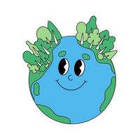 terra globo con foresta alberi personaggio vettore illustrazione