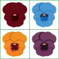 telaio con quattro diverso colorato viola del pensiero fiori vettore illustrazione