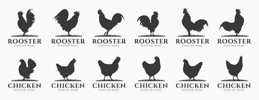 silhouette pollo bestiame, azienda agricola logo fascio. Perfetto per azienda loghi, attività commerciale e marchio. vettore