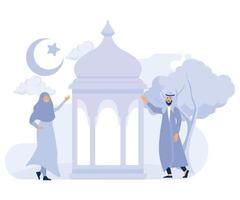 contento Ramadan mubarak saluto concetto, piatto vettore moderno illustrazione