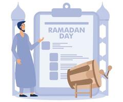 design di contento Ramadan kareem digiuno giorno concetto, piatto vettore moderno illustrazione