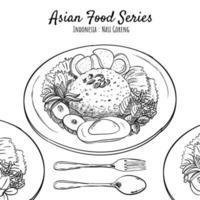 nasi goreng Sud est asiatico indonesiano cibo mano disegnato schema illustrazione vettore