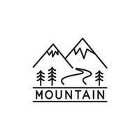 monoline montagna semplice vettore illustrazione