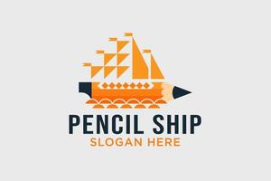 nave matita logo design modello elemento adatto per attività commerciale scuola nave azione vettore