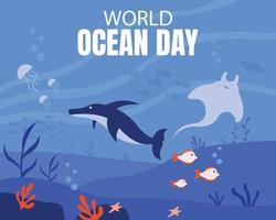 illustrazione vettore grafico di ecosistema su il fondale marino, Perfetto per internazionale giorno, mondo oceano giorno, celebrare, saluto carta, eccetera.