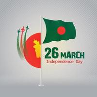 26th marzo bangladesh indipendenza giorno saluto con nazionale bandiera vettore