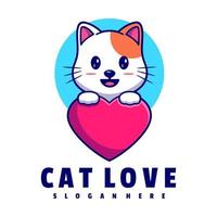 gatto amore logo tempalte vettore