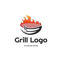 griglia logo design concetto, barbecue, cibo logo modello vettore